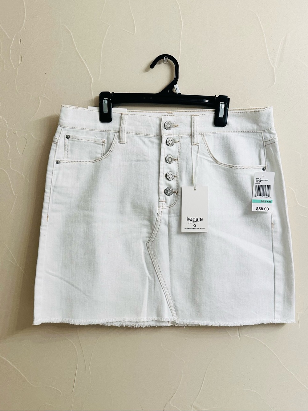 Kensie White Denim Skirt with Topstitch Detail 8/29